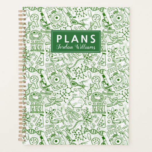 Jouw naam toevoegen | Groen biologiepatroon Planner (Voorkant)