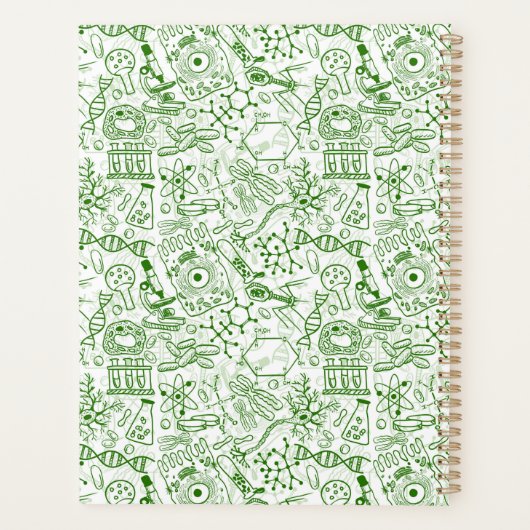 Jouw naam toevoegen | Groen biologiepatroon Planner (Achterkant)