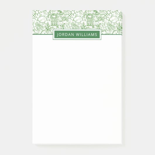 Jouw naam toevoegen | Groen biologiepatroon Post-it® Notes (Voorkant)