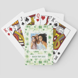 Jouw naam toevoegen   Groen palmboompatroon Pokerkaarten