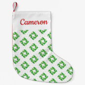 Jouw naam toevoegen | Groen patroonpatroonpatroon Kleine Kerstsok (Voorkant)