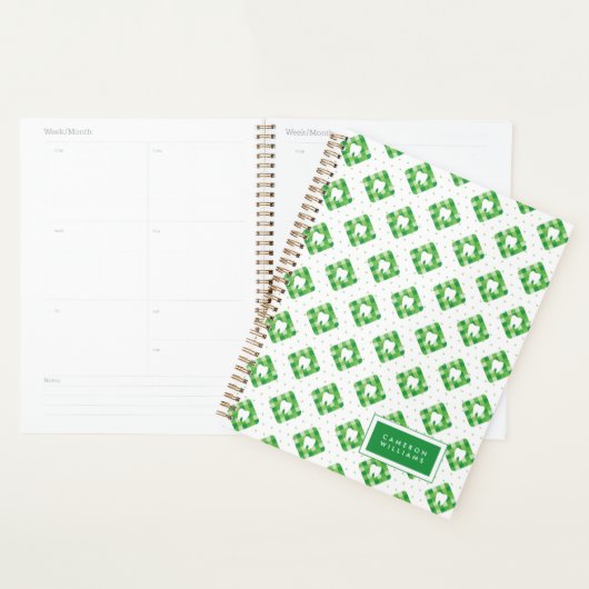 Jouw naam toevoegen | Groen patroonpatroonpatroon Planner (Display)