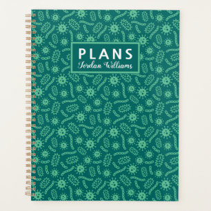 Jouw naam toevoegen Groene microben-patroon Planner