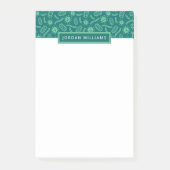 Jouw naam toevoegen | Groene microben-patroon Post-it® Notes (Voorkant)
