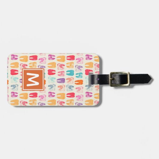 Jouw naam toevoegen | Grunge Tooth Pattern Bagagelabel (Voorkant horizontaal)