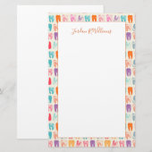 Jouw naam toevoegen | Grunge Tooth Pattern Briefpapier (Voorkant / Achterkant)