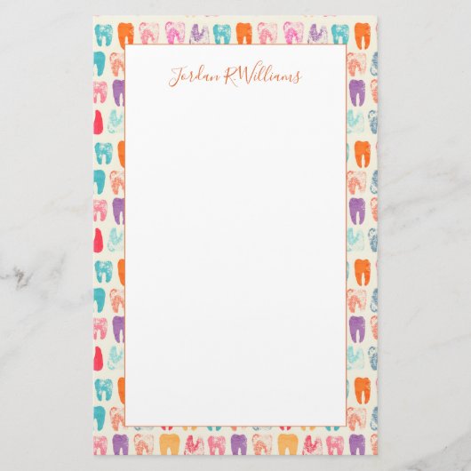 Jouw naam toevoegen | Grunge Tooth Pattern Briefpapier (Voorkant)
