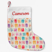 Jouw naam toevoegen | Grunge Tooth Pattern Kleine Kerstsok (Voorkant)