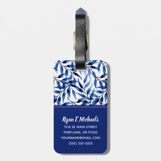 Jouw naam toevoegen | Handgeverfde Waterverf inkt Bagagelabel (Achterkant verticaal)