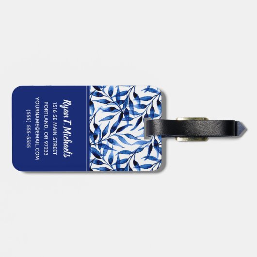 Jouw naam toevoegen | Handgeverfde Waterverf inkt Bagagelabel (Achterkant horizontaal)