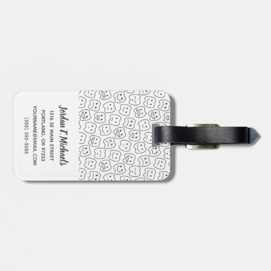 Jouw naam toevoegen | Happy Teeth Pattern Bagagelabel (Achterkant horizontaal)