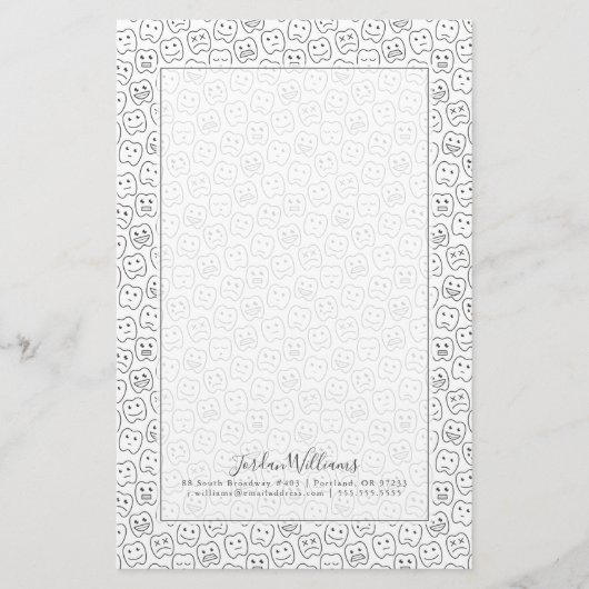 Jouw naam toevoegen | Happy Teeth Pattern Briefpapier (Voorkant)