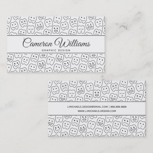 Jouw naam toevoegen | Happy Teeth Pattern Visitekaartje (Voorkant / Achterkant)