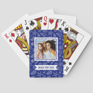 Jouw naam toevoegen   Helderblauw Shell Pattern Pokerkaarten