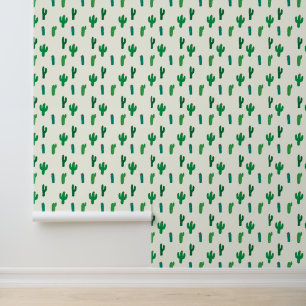 Jouw naam toevoegen   Heldergroen cactus-patroon Behang