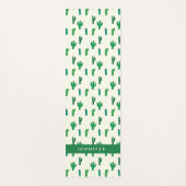 Jouw naam toevoegen | Heldergroen cactus-patroon Yogamat (Voorkant)