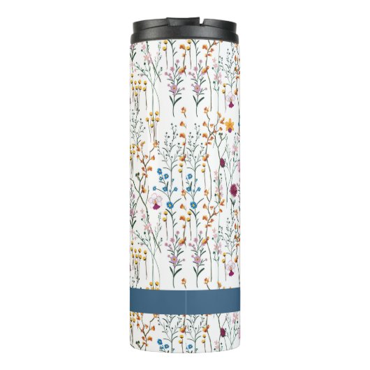 Jouw naam toevoegen | Het zomerbloempatroon Thermosbeker (Achterkant)