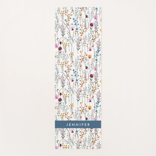 Jouw naam toevoegen | Het zomerbloempatroon Yogamat (Voorkant)