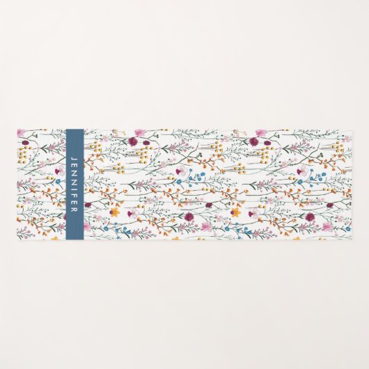Jouw naam toevoegen | Het zomerbloempatroon Yogamat (Voorkant (horizontaal))