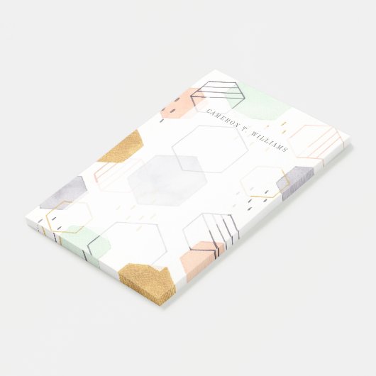 Jouw naam toevoegen | Hex Scatter Post-it® Notes (Schuin)
