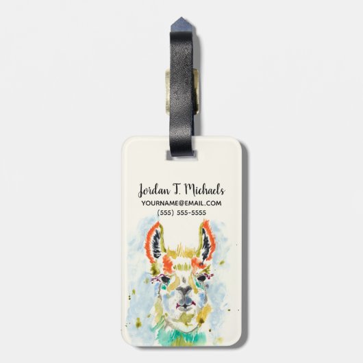 Jouw naam toevoegen | Hifi Llama - Portrait Bagagelabel (Achterkant verticaal)