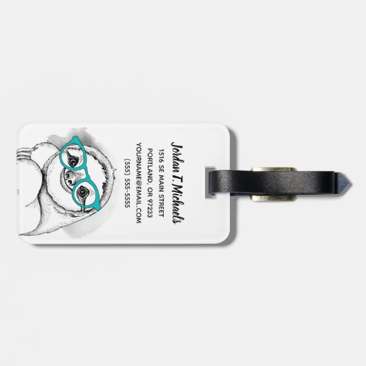 Jouw naam toevoegen | Hipster-sleuf Bagagelabel (Achterkant horizontaal)