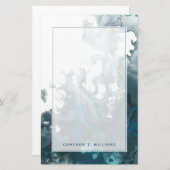 Jouw naam toevoegen | Indigo Tempest Briefpapier (Voorkant / Achterkant)