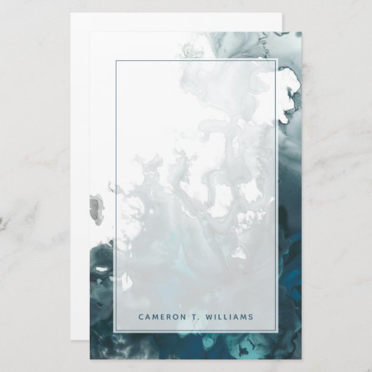 Jouw naam toevoegen | Indigo Tempest Briefpapier (Voorkant / Achterkant)