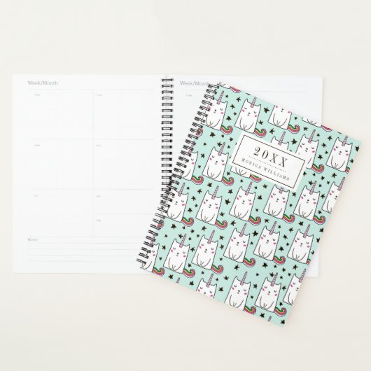 Jouw naam toevoegen/Jaar | Cute Hand Drawn Unicorn Planner (Display)