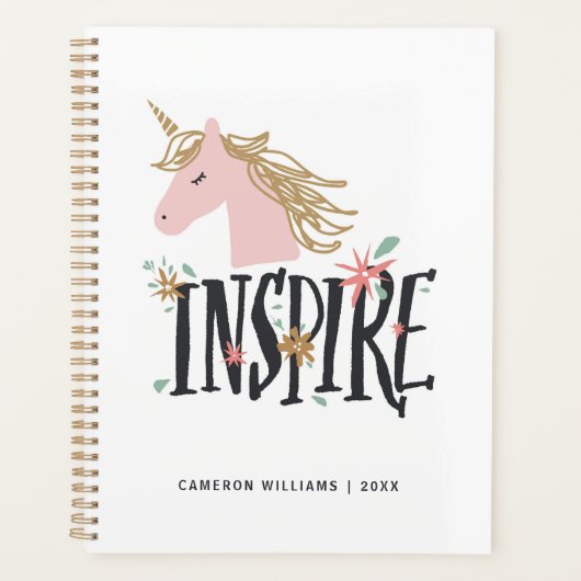 Jouw naam toevoegen/Jaar | Inspire | Gold Mane Uni Planner (Voorkant)