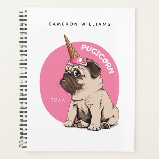 Jouw naam toevoegen/Jaar| Pugicorn Planner (Voorkant)