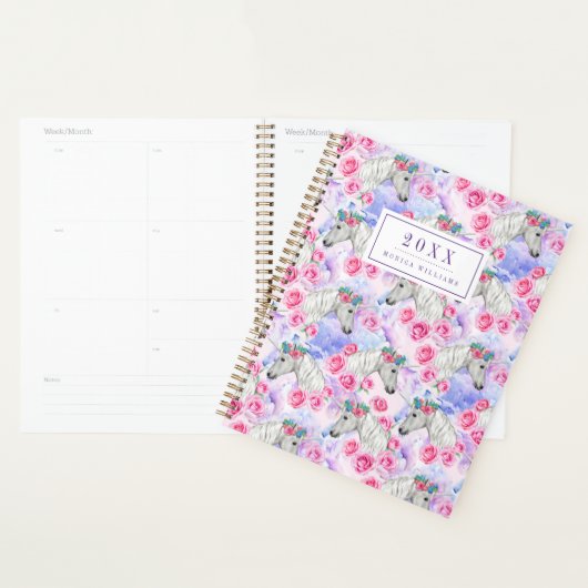 Jouw naam toevoegen/Jaar | Unicorns & Rozen Patroo Planner (Display)