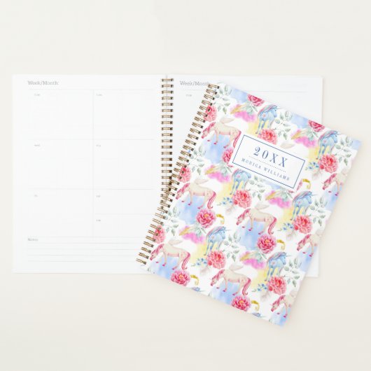 Jouw naam toevoegen/Jaar | Waterverf Unicorn & Peg Planner (Display)