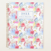 Jouw naam toevoegen/Jaar | Waterverf Unicorn & Peg Planner (Voorkant)