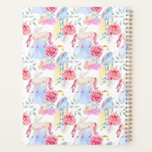 Jouw naam toevoegen/Jaar | Waterverf Unicorn & Peg Planner (Achterkant)