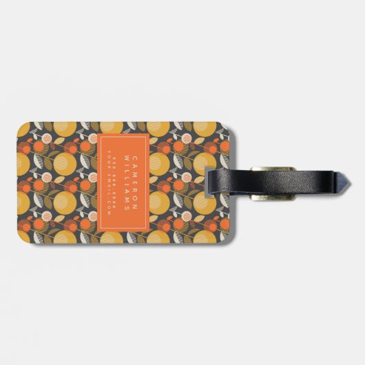 Jouw naam toevoegen | Klassieke Retro Floral Patte Bagagelabel (Achterkant horizontaal)