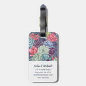 Jouw naam toevoegen | Kleurig Succulent Patroon Bagagelabel (Achterkant verticaal)