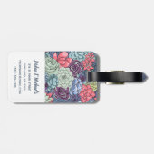 Jouw naam toevoegen | Kleurig Succulent Patroon Bagagelabel (Achterkant horizontaal)