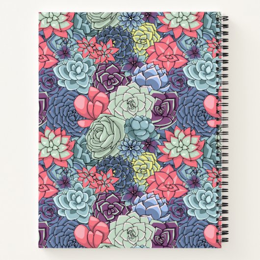 Jouw naam toevoegen | Kleurig Succulent Patroon Notitieboek (Achterkant)