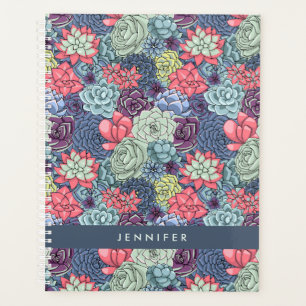 Jouw naam toevoegen Kleurig Succulent Patroon Planner