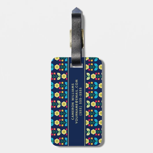 Jouw naam toevoegen | Kleurrijk flessenpatroon Bagagelabel (Achterkant verticaal)