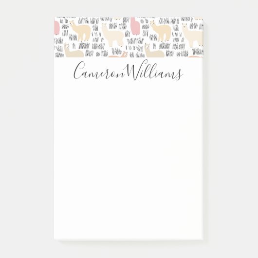 Jouw naam toevoegen | kudde van het alpacas-patroo post-it® notes (Voorkant)