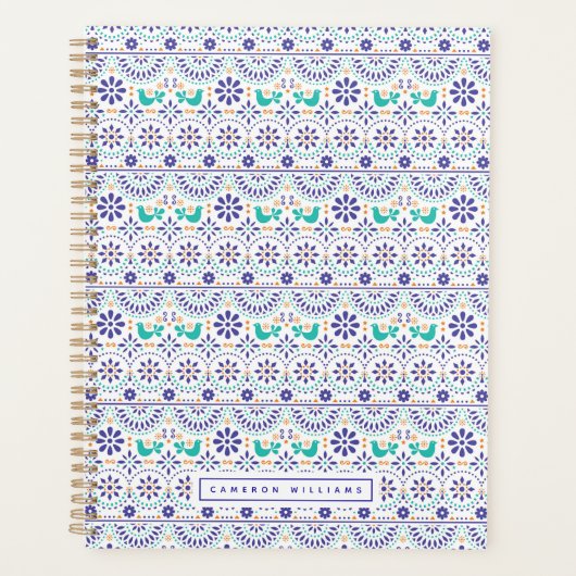 Jouw naam toevoegen | Kunstpatroon Mexicaans vogel Planner (Voorkant)