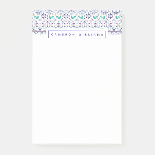 Jouw naam toevoegen | Kunstpatroon Mexicaanse voge Post-it® Notes (Voorkant)