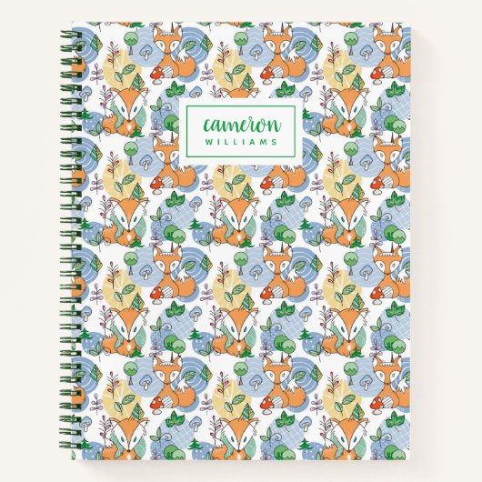 Jouw naam toevoegen | Kute Little Fox Pattern Notitieboek (Voorkant)