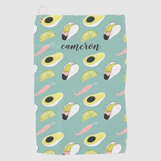 Jouw naam toevoegen | Laten we Taco Over Liefde |  Golfhanddoek (Voorkant)