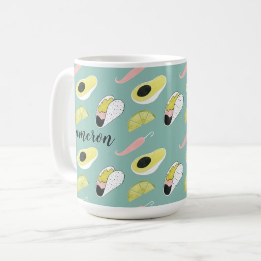 Jouw naam toevoegen | Laten we Taco Over Liefde |  Koffiemok (Voorkant links)