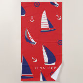 Jouw naam toevoegen | Lean Sailboat Pattern Strandlaken (Voorkant)