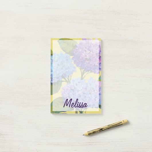 Jouw naam toevoegen | Lente-hydrangeas I Post-it® Notes (Op bureau)