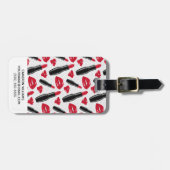Jouw naam toevoegen | Lipstick en lips poka Dot Pa Bagagelabel (Voorkant horizontaal)